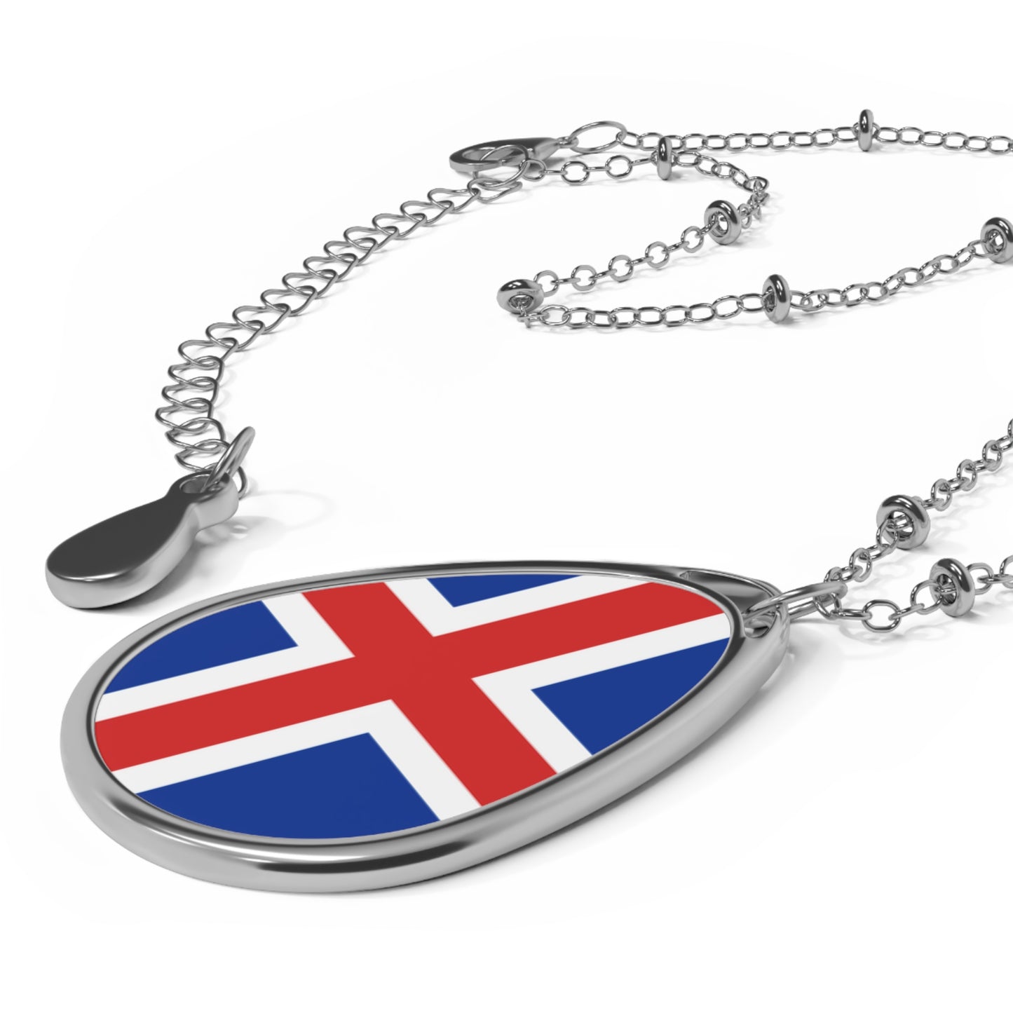 Iceland Flag Oval Necklace | Iceland Heritage Pendant | Rep Ya Flag