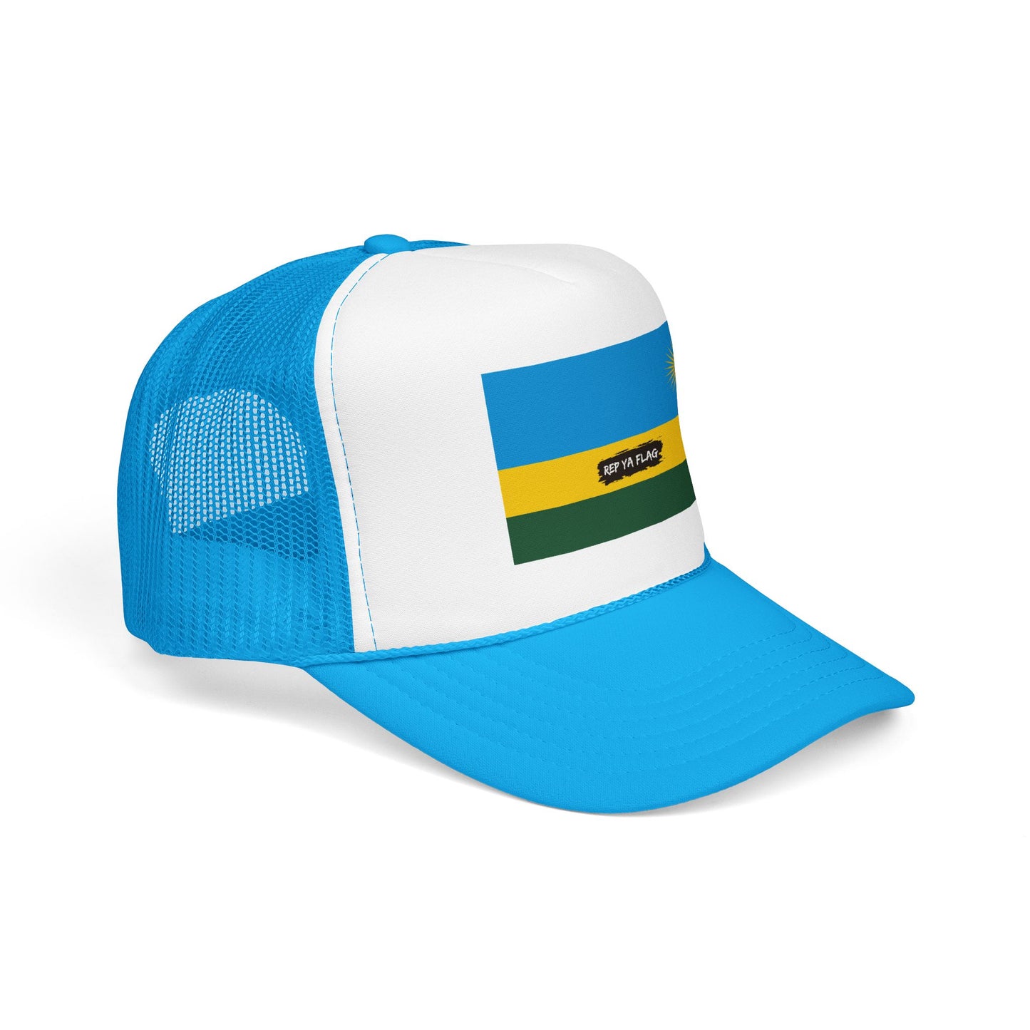 Rwanda Flag Foam Trucker Hat | Rwandan Pride Snapback Cap | Rep Ya Flag