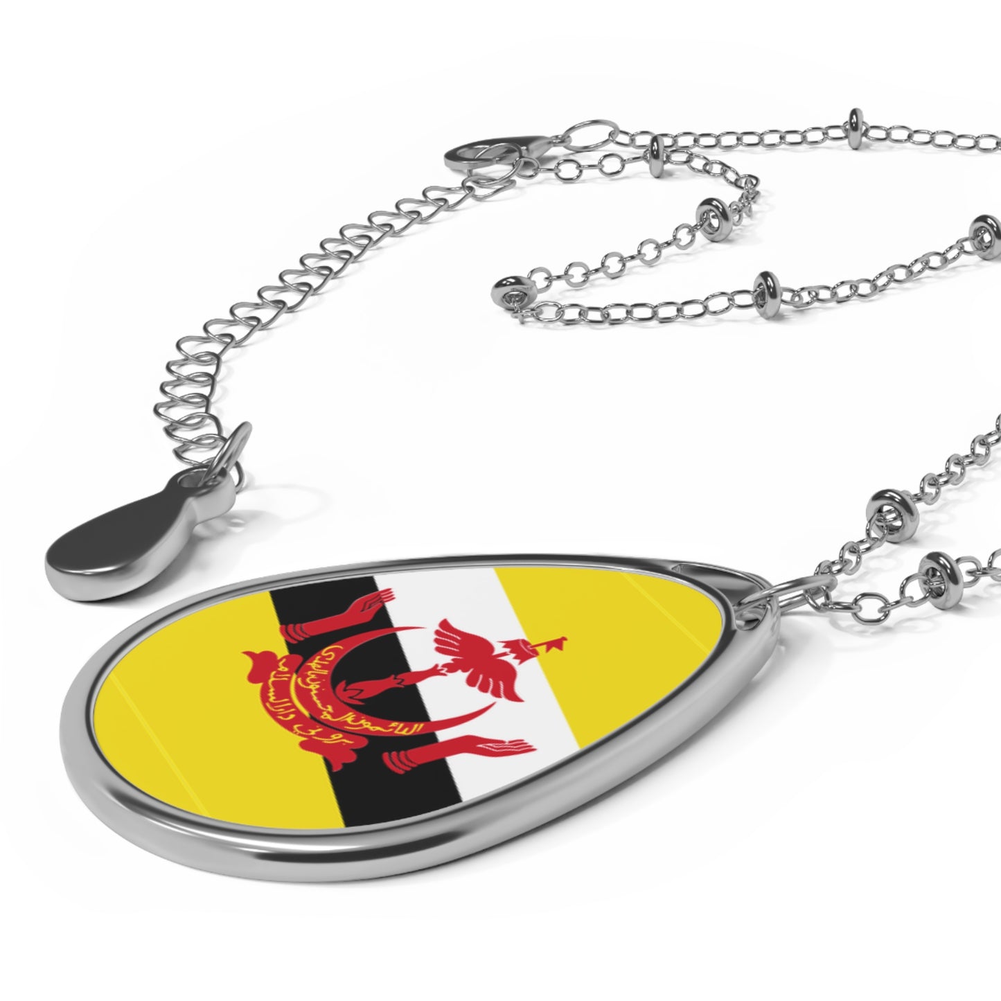 Brunei Flag Oval Necklace | Bruneian Heritage Pendant | Rep Ya Flag