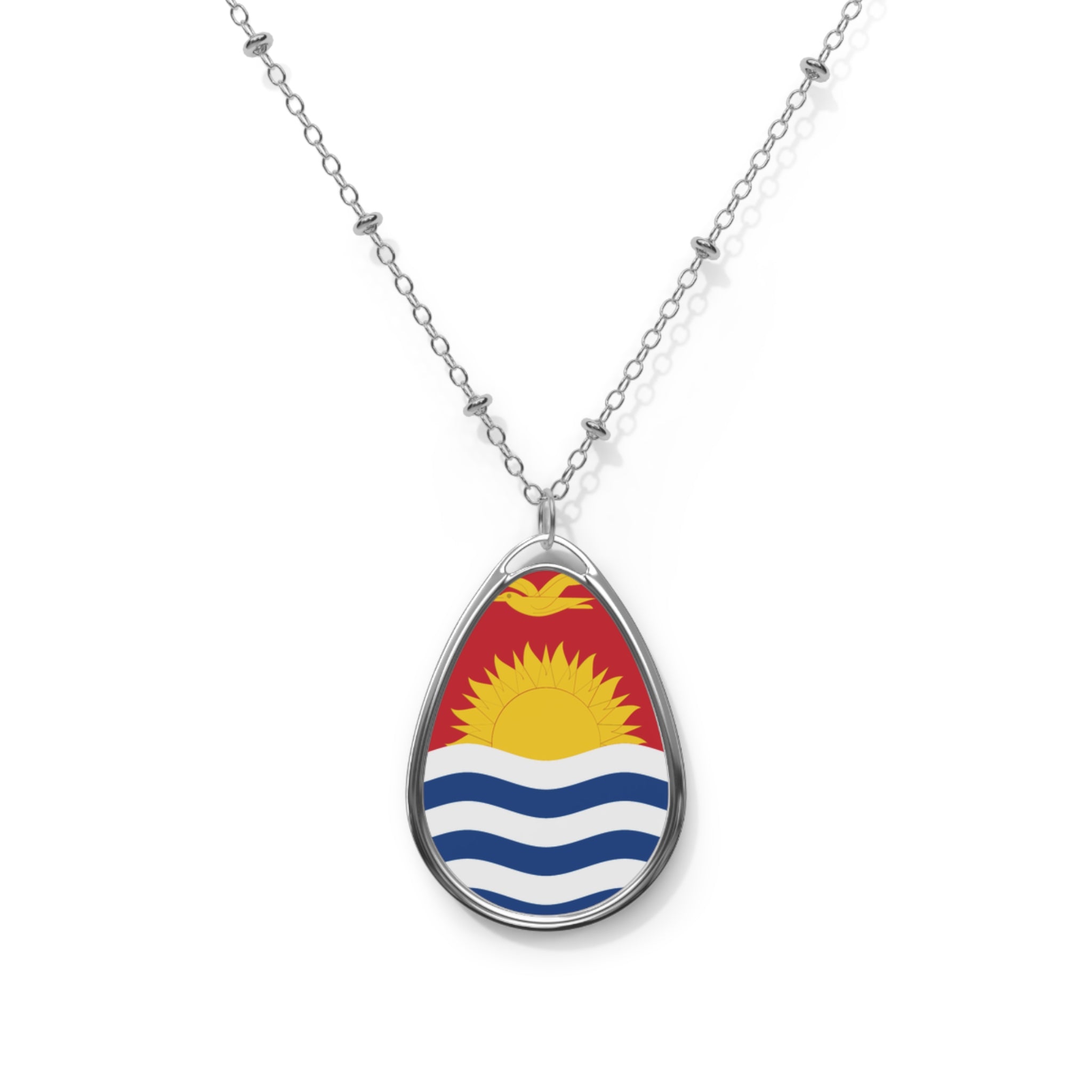 Kiribati Flag Oval Necklace | Kiribati Heritage Pendant | Rep Ya Flag
