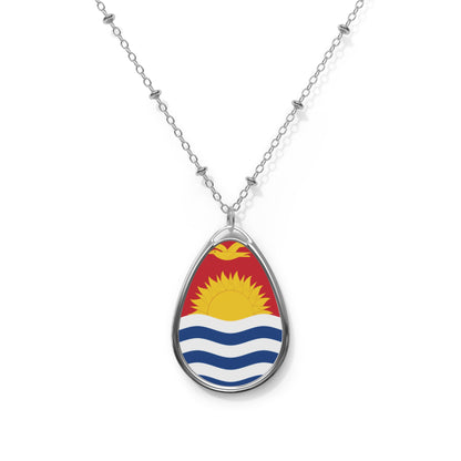 Kiribati Flag Oval Necklace | Kiribati Heritage Pendant | Rep Ya Flag