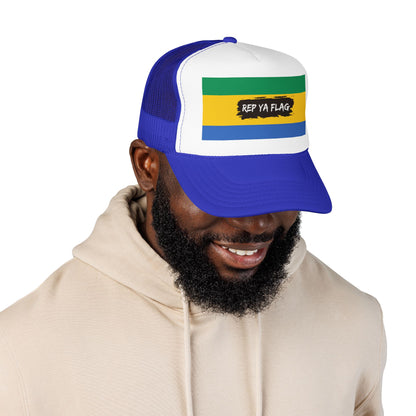 Gabon Flag Foam Trucker Hat | Gabonese Pride Snapback Cap | Rep Ya Flag