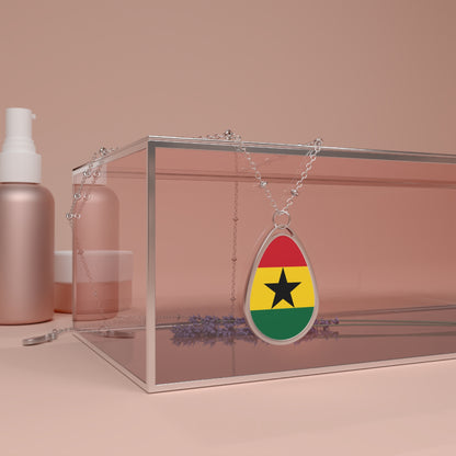 Ghana Flag Oval Necklace | Ghanaian Heritage Pendant | Rep Ya Flag