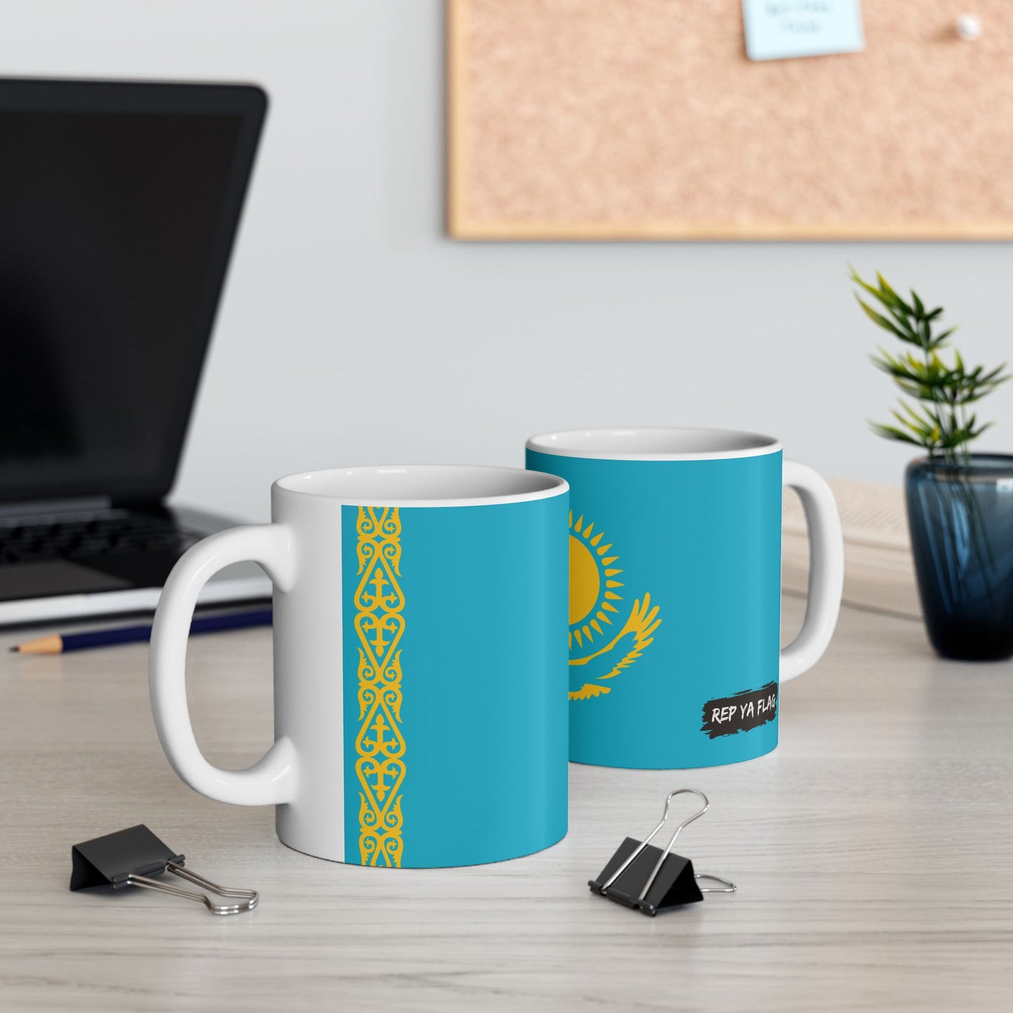 Kazakhstan Flag Coffee Tea Mug 11oz 15oz | Rep Ya Flag Ceramic Mug