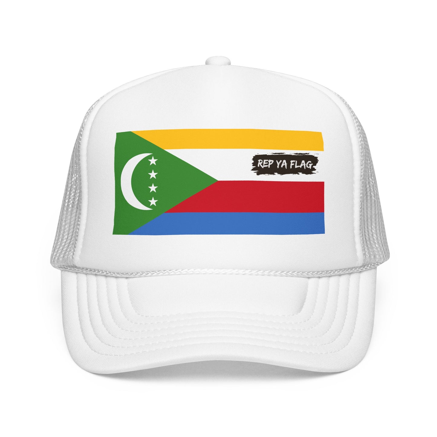 Comoros Flag Foam Trucker Hat | Comorian Pride Snapback Cap | Rep Ya Flag