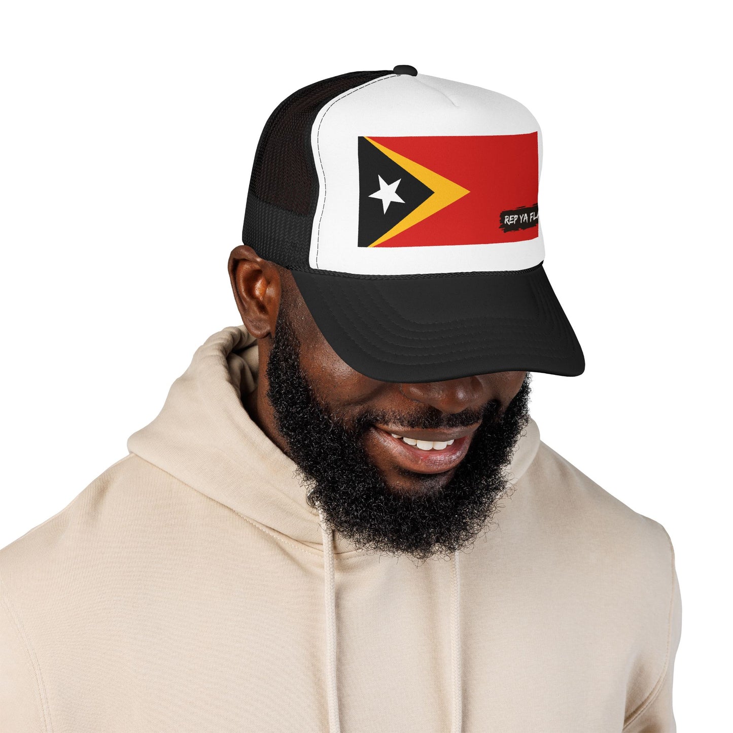 Timor-Leste Flag Foam Trucker Hat | Rep Ya Flag design