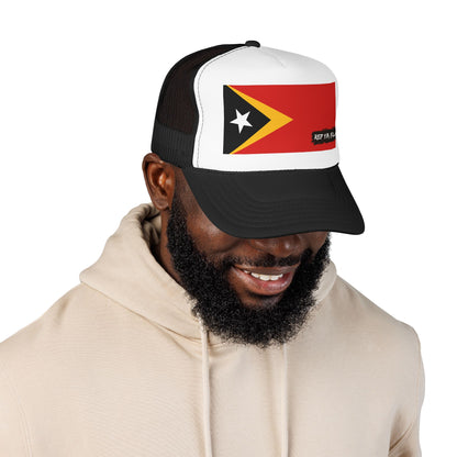 Timor-Leste Flag Foam Trucker Hat | Rep Ya Flag design
