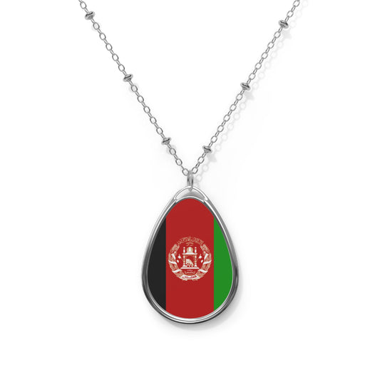 Afghanistan Flag Oval Necklace – Patriotic Pendant