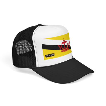 Brunei Flag Foam Trucker Hat | Bruneian Pride Snapback Cap | Rep Ya Flag
