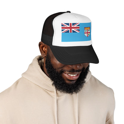 Fiji Flag Foam Trucker Hat | Fijian Pride Snapback Cap | Rep Ya Flag