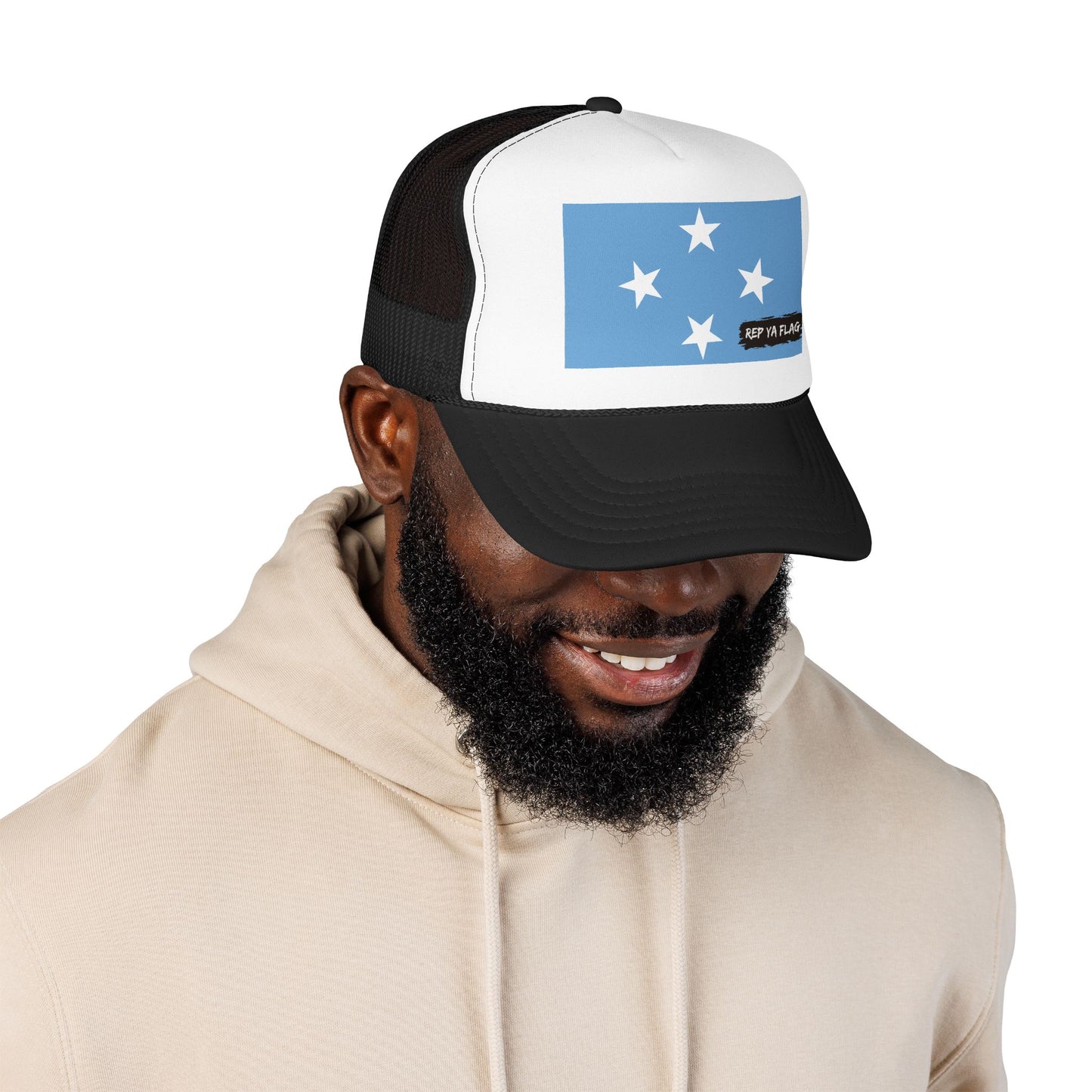 Micronesia Flag Foam Trucker Hat | Micronesian Pride Snapback Cap | Rep Ya Flag