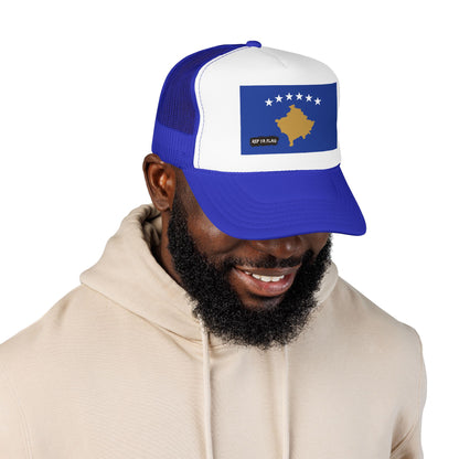 Kosovo Flag Foam Trucker Hat | Kosovar Pride Snapback Cap | Rep Ya Flag