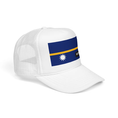 Nauru Flag Foam Trucker Hat | Nauruan Pride Snapback Cap | Rep Ya Flag