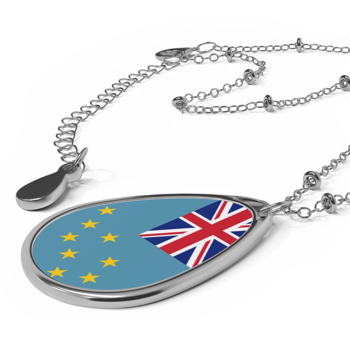 Tuvalu Flag Oval Necklace