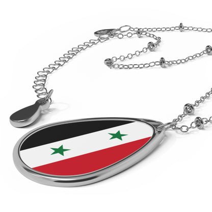Syria Flag Oval Necklace
