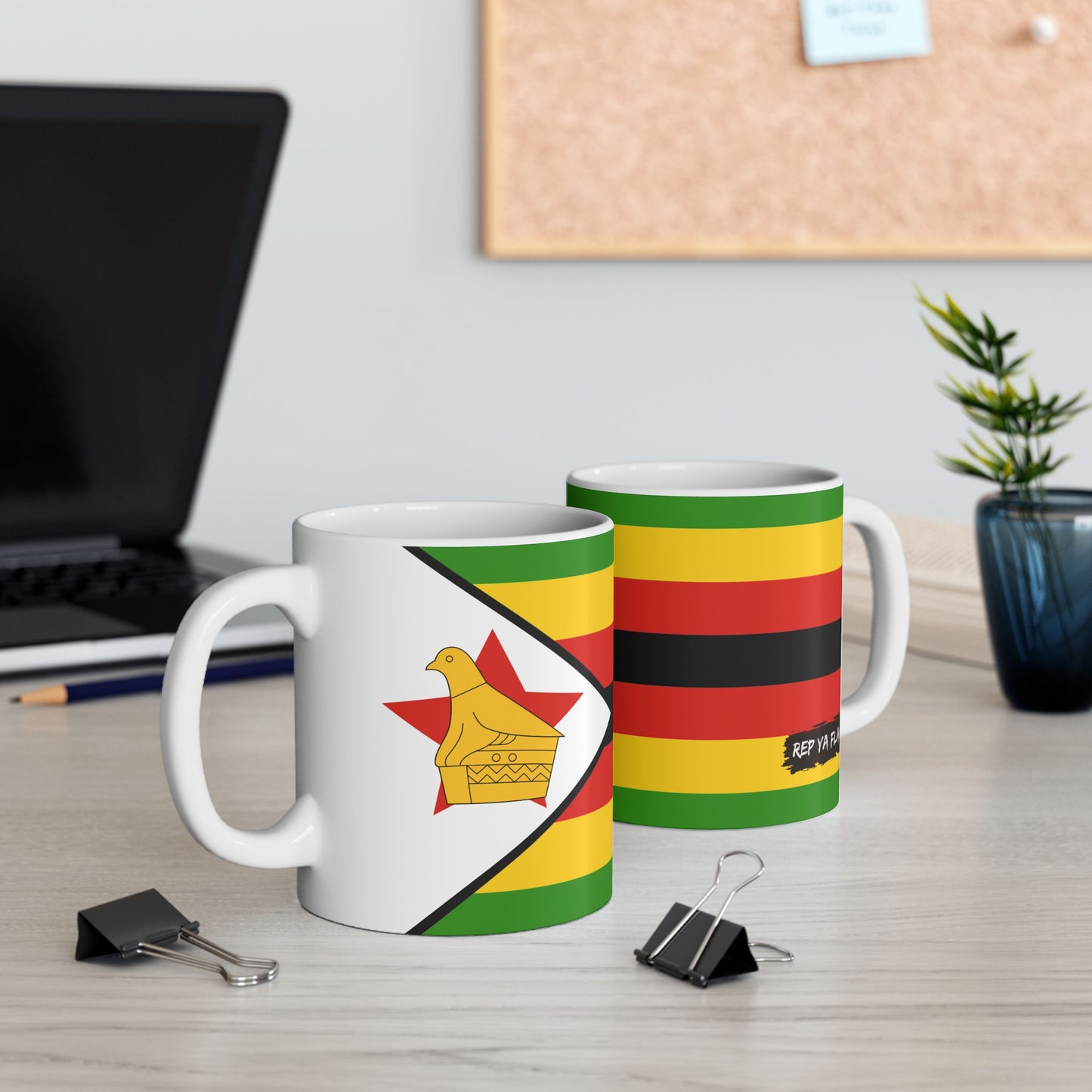 Zimbabwe Flag Mug Ceramic Coffee Cup | 11oz 15oz | Rep Ya Flag