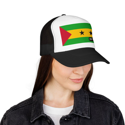São Tomé and Príncipe Flag Foam Trucker Hat | São Toméan Pride Snapback Cap | Rep Ya Flag