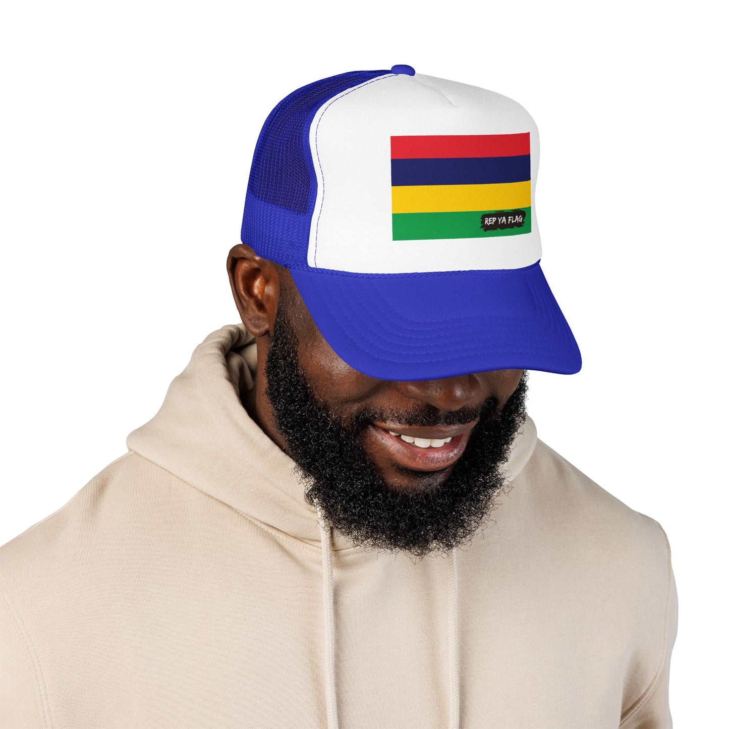 Mauritius Flag Foam Trucker Hat | Mauritian Pride Snapback Cap | Rep Ya Flag