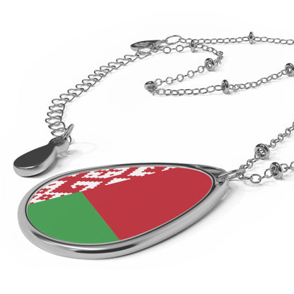 Belarus Flag Oval Necklace | Belarusian Pride Patriotic Jewelry | Rep Ya Flag