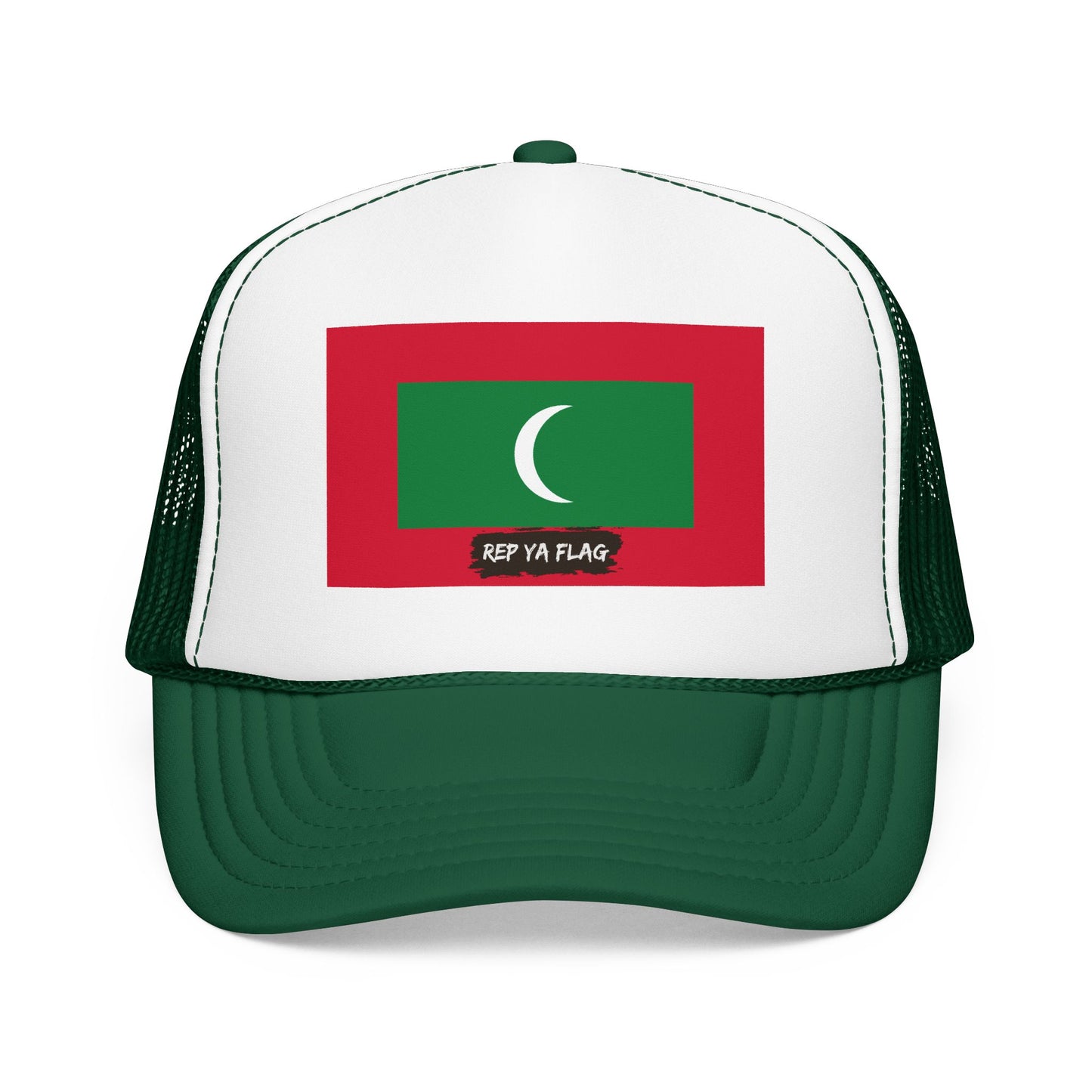 Maldives Flag Foam Trucker Hat | Maldivian Pride Snapback Cap | Rep Ya Flag