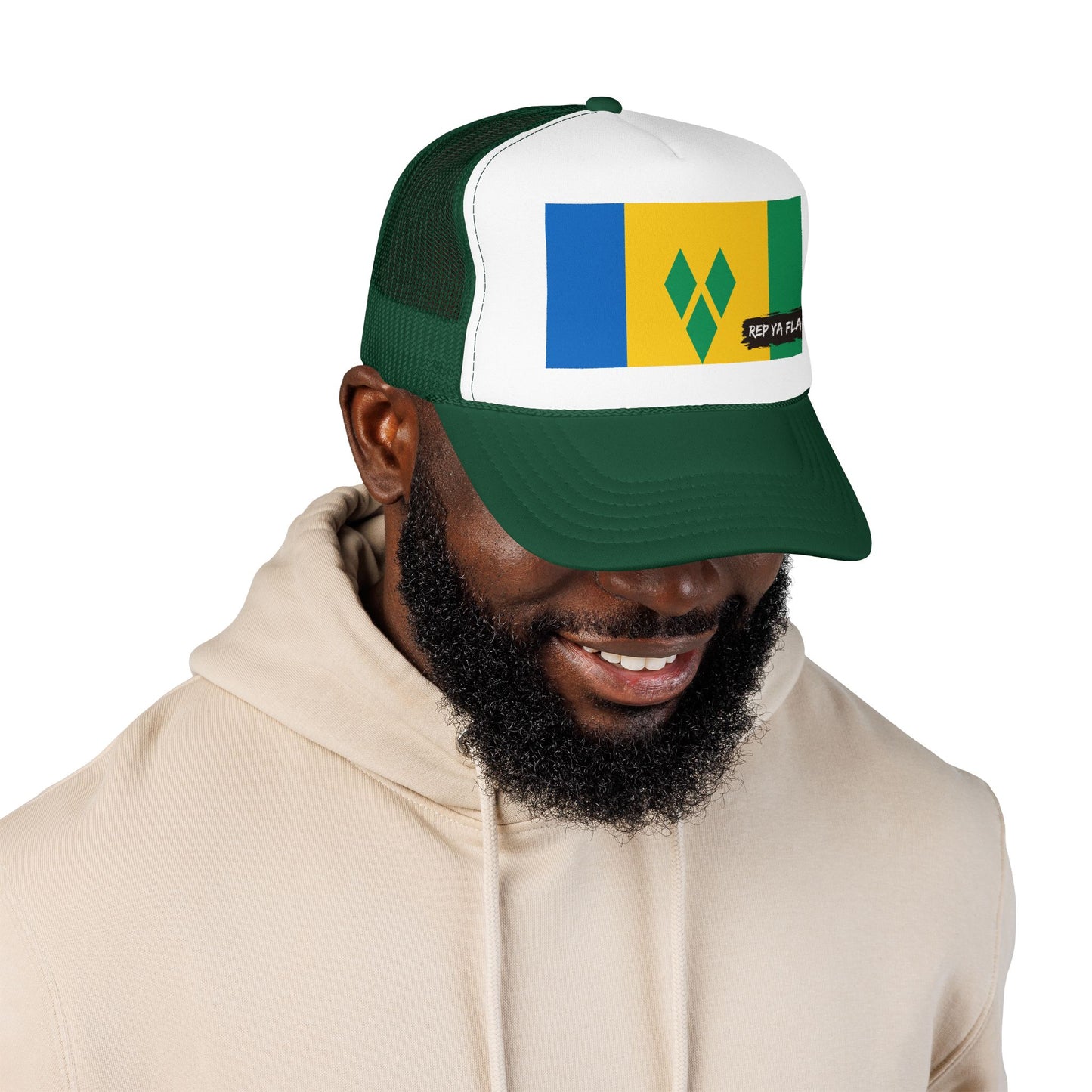 Saint Vincent and the Grenadines Flag Foam Trucker Hat | Vincentian Pride Snapback Cap | Rep Ya Flag