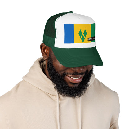 Saint Vincent and the Grenadines Flag Foam Trucker Hat | Vincentian Pride Snapback Cap | Rep Ya Flag