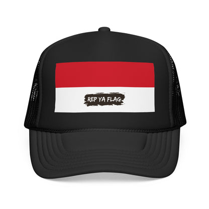 Monaco Flag Foam Trucker Hat | Monegasque Pride Snapback Cap | Rep Ya Flag