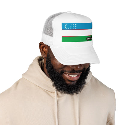 Uzbekistan Flag Foam Trucker Hat | Rep Ya Flag design