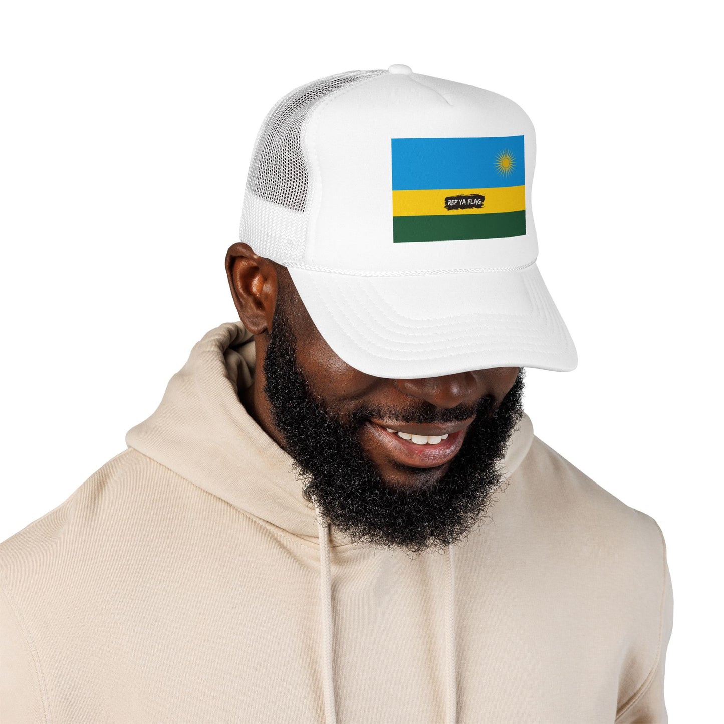 Rwanda Flag Foam Trucker Hat | Rwandan Pride Snapback Cap | Rep Ya Flag
