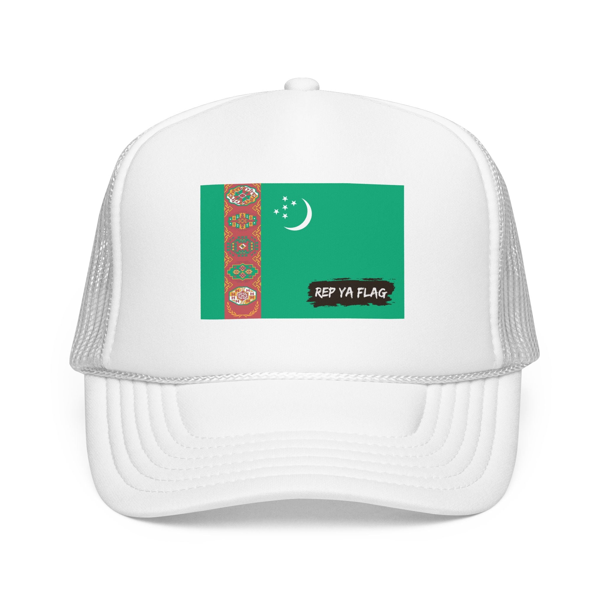 Turkmenistan Flag Foam Trucker Hat | Rep Ya Flag design