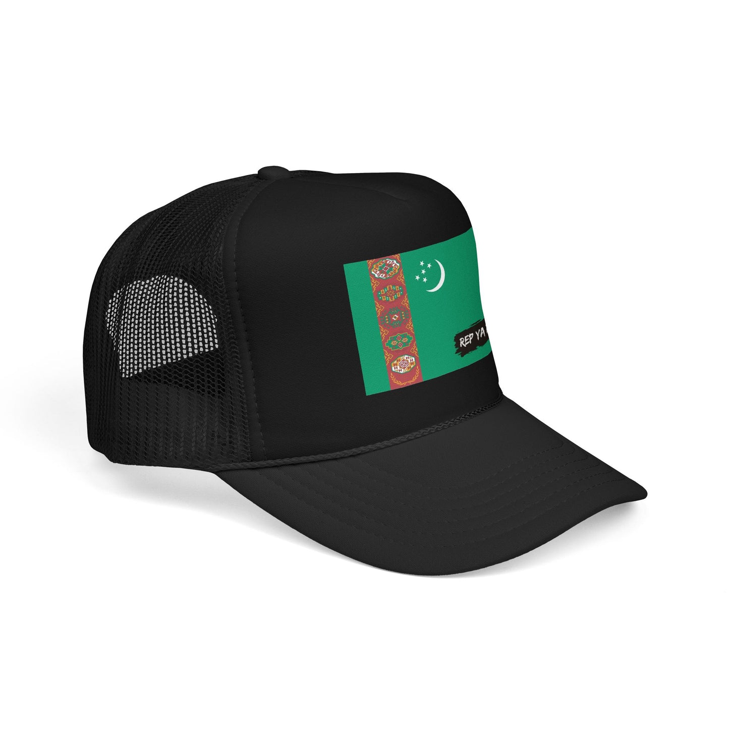 Turkmenistan Flag Foam Trucker Hat | Rep Ya Flag design