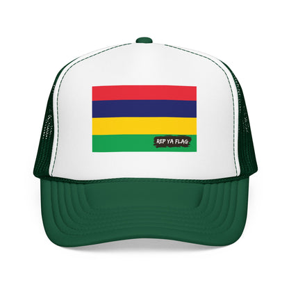 Mauritius Flag Foam Trucker Hat | Mauritian Pride Snapback Cap | Rep Ya Flag
