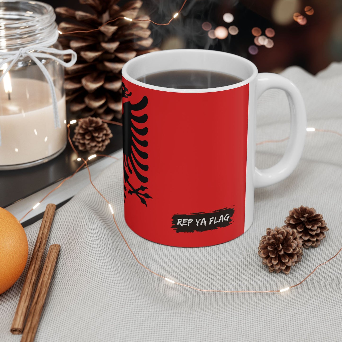 Albania Flag Coffee Mug | Albanian Pride Ceramic Tea Mug 11oz & 15oz | Rep Ya Flag