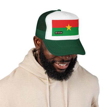 Burkina Faso Flag Foam Trucker Hat | Burkinabé Pride Snapback Cap | Rep Ya Flag