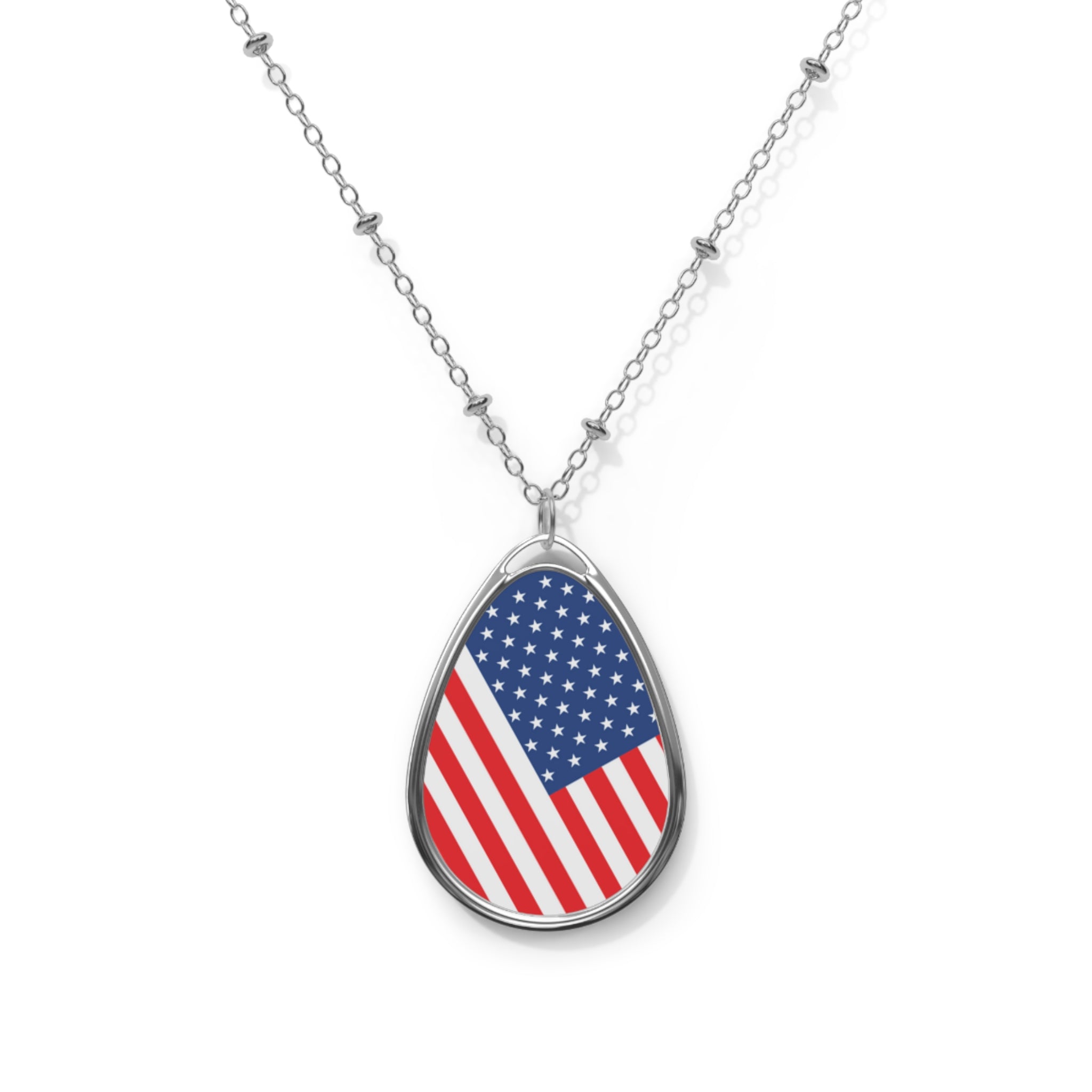 United States of America Flag Oval Necklace