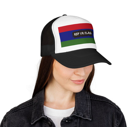 Gambia Flag Foam Trucker Hat | Gambian Pride Snapback Cap | Rep Ya Flag