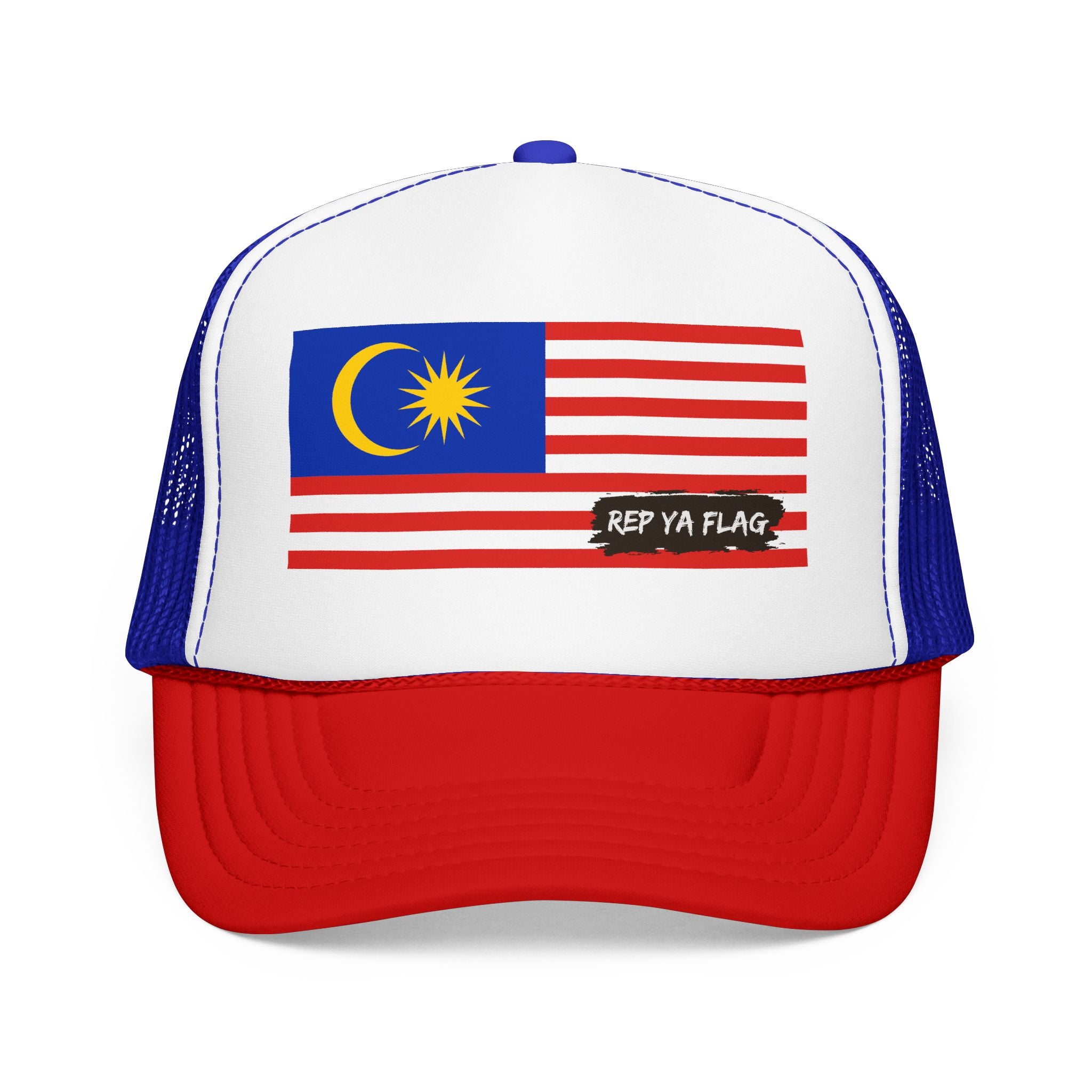 Malaysia Flag Foam Trucker Hat | Malaysian Pride Snapback Cap | Rep Ya Flag