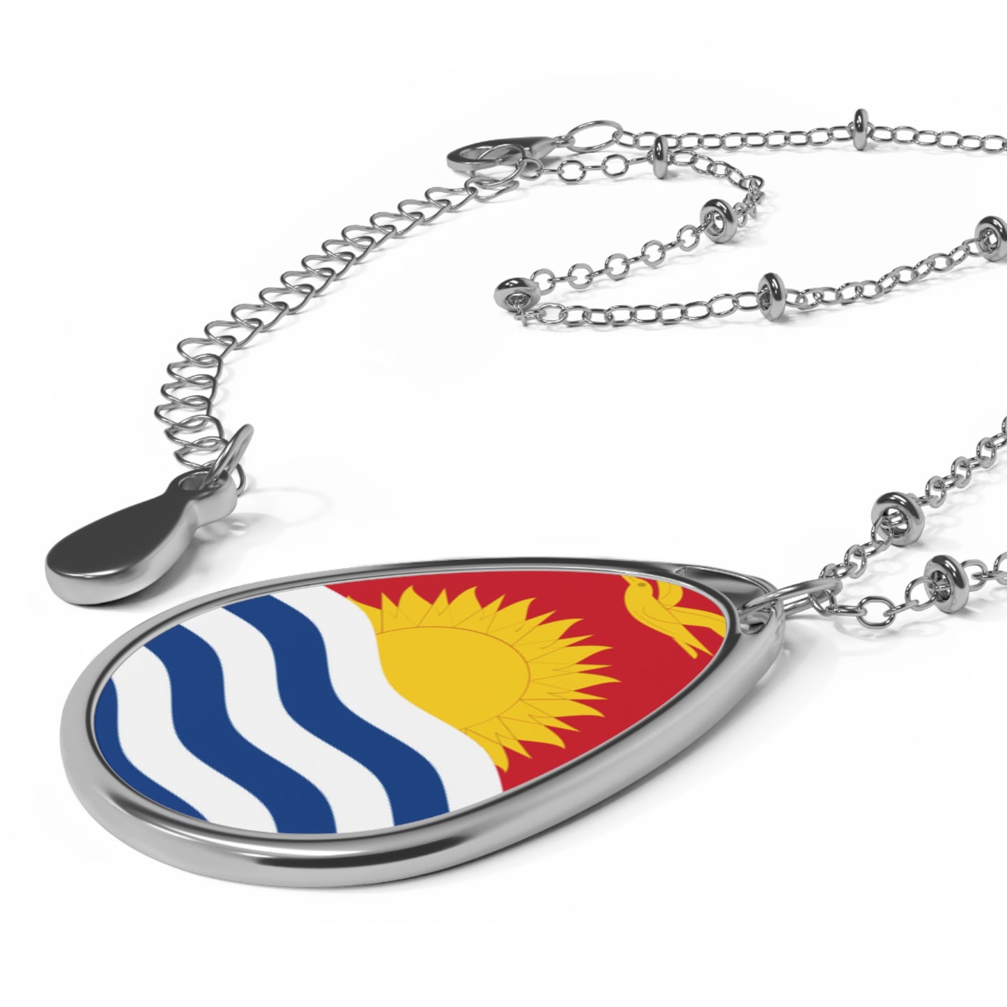 Kiribati Flag Oval Necklace | Kiribati Heritage Pendant | Rep Ya Flag