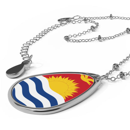 Kiribati Flag Oval Necklace | Kiribati Heritage Pendant | Rep Ya Flag