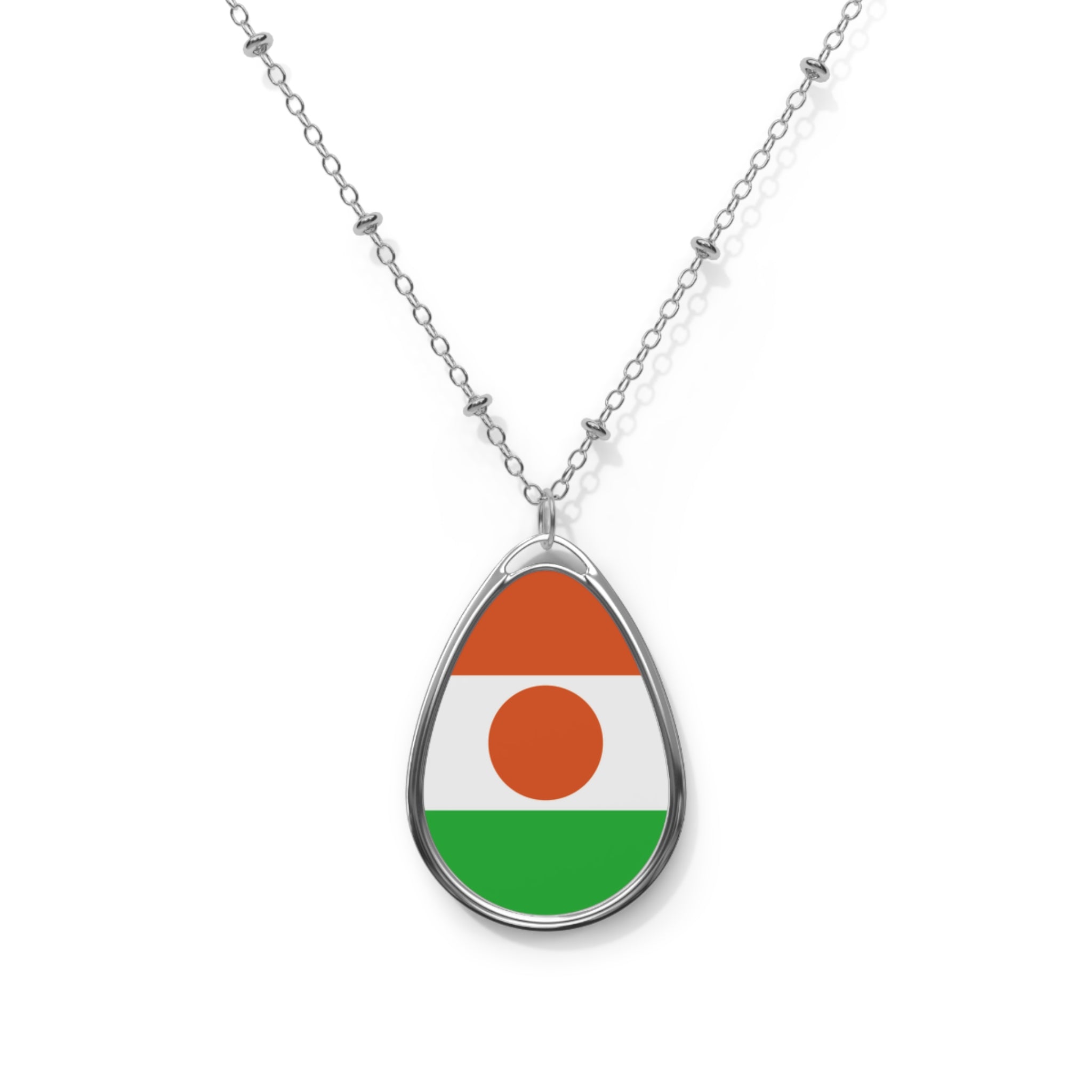 Niger Flag Oval Necklace | Nigerien Flag Pendant | Heritage Jewelry | Cultural Gift | Rep Ya Flag