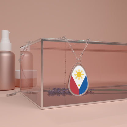 Philippines Flag Oval Necklace | Filipino Heritage Pendant | Rep Ya Flag
