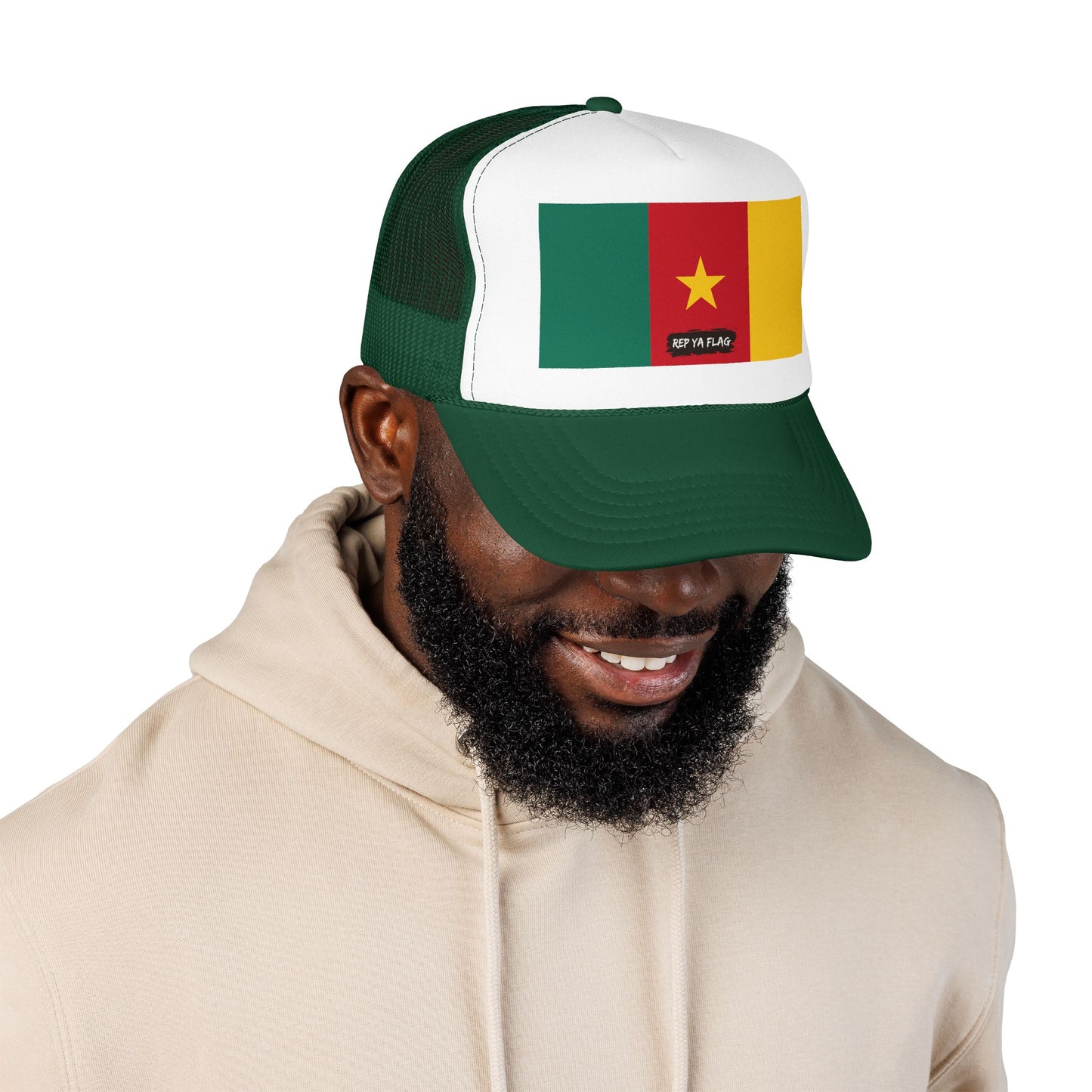 Cameroon Flag Foam Trucker Hat | Cameroonian Pride Snapback Cap | Rep Ya Flag
