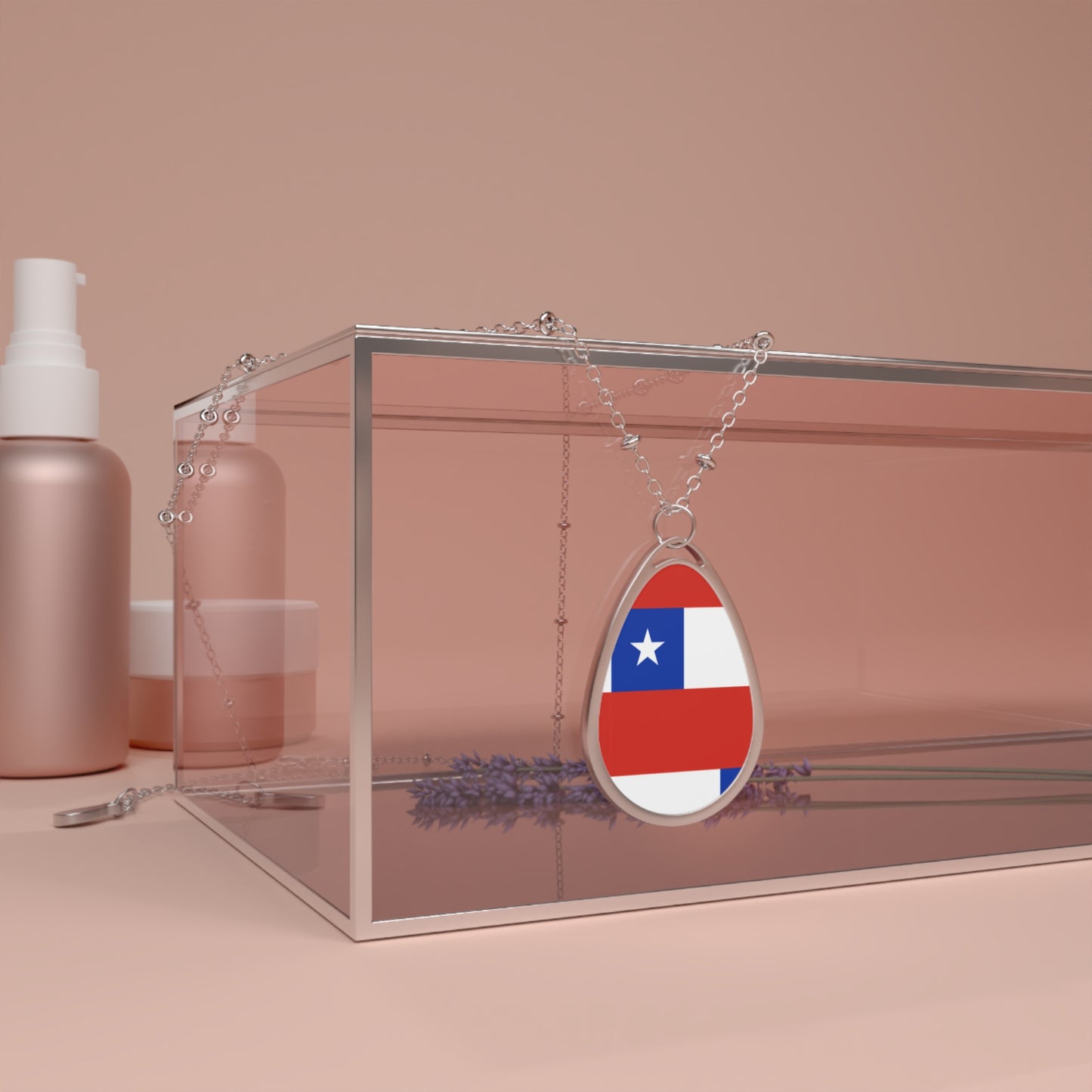 Chile Flag Oval Necklace | Chilean Heritage Jewelry | Rep Ya Flag