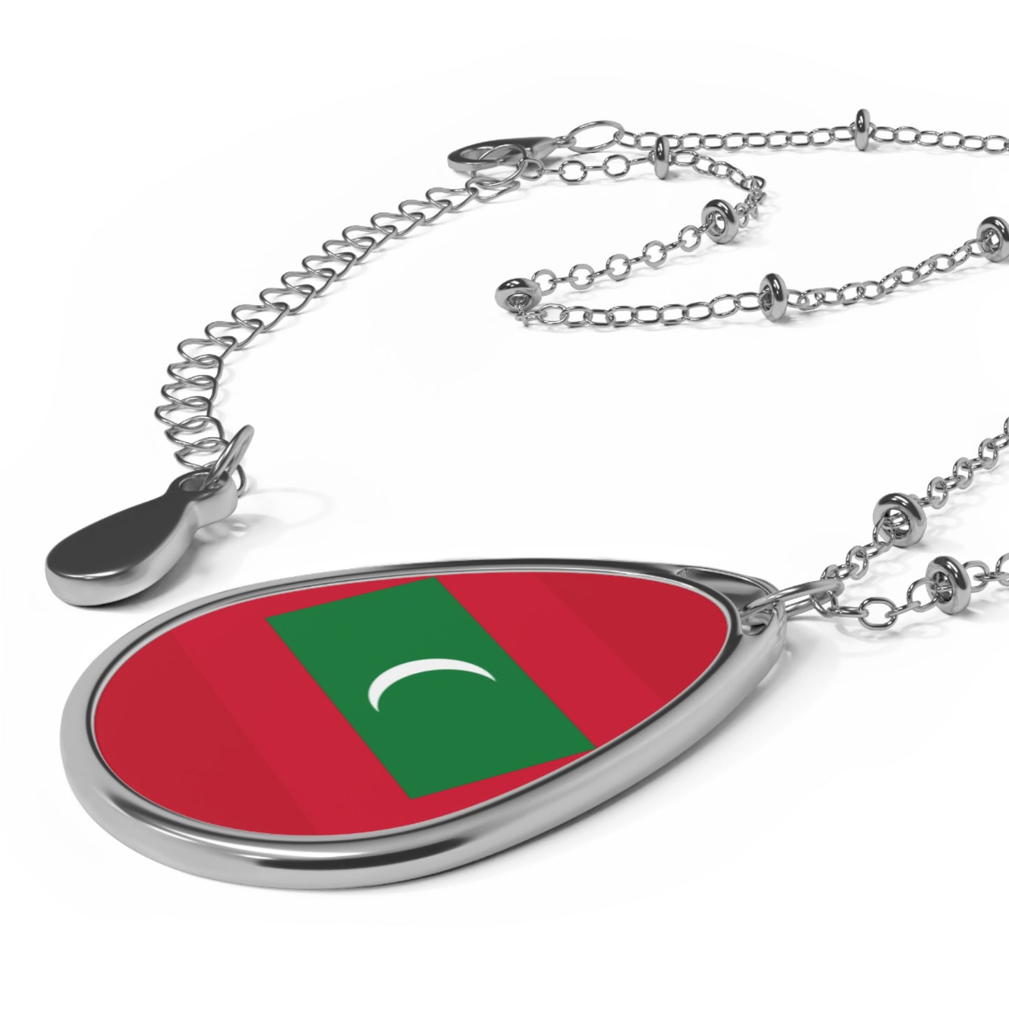 Maldives Flag Oval Necklace | Maldivian Heritage Pendant | Rep Ya Flag