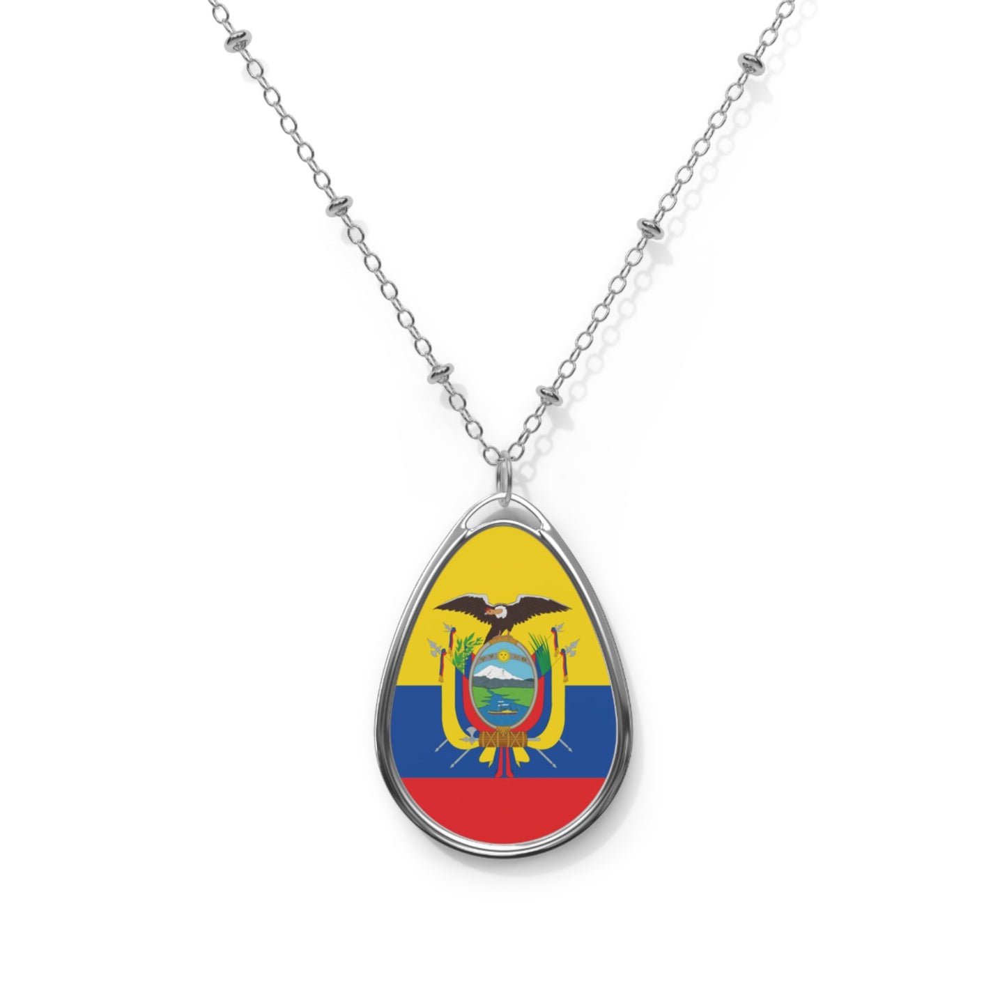 Ecuador Flag Oval Necklace | Ecuadorian Heritage Pendant | Rep Ya Flag