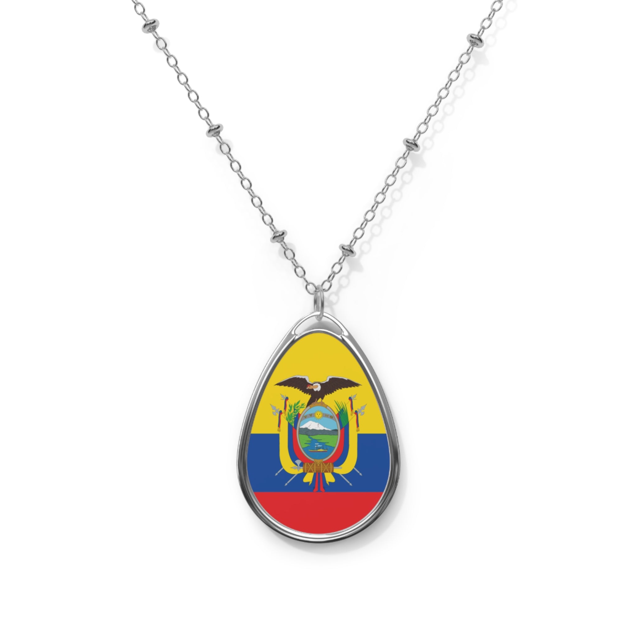 Ecuador Flag Oval Necklace | Ecuadorian Heritage Pendant | Rep Ya Flag