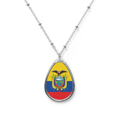 Ecuador Flag Oval Necklace | Ecuadorian Heritage Pendant | Rep Ya Flag