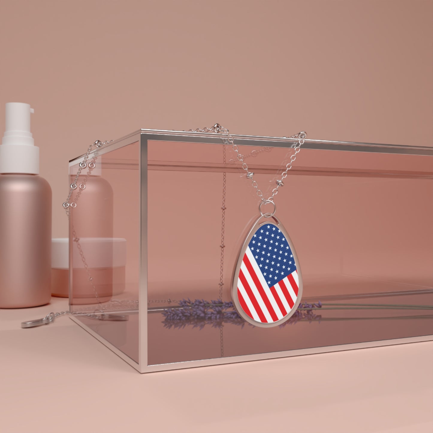 United States of America Flag Oval Necklace