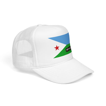 Djibouti Flag Foam Trucker Hat | Djiboutian Pride Snapback Cap | Rep Ya Flag