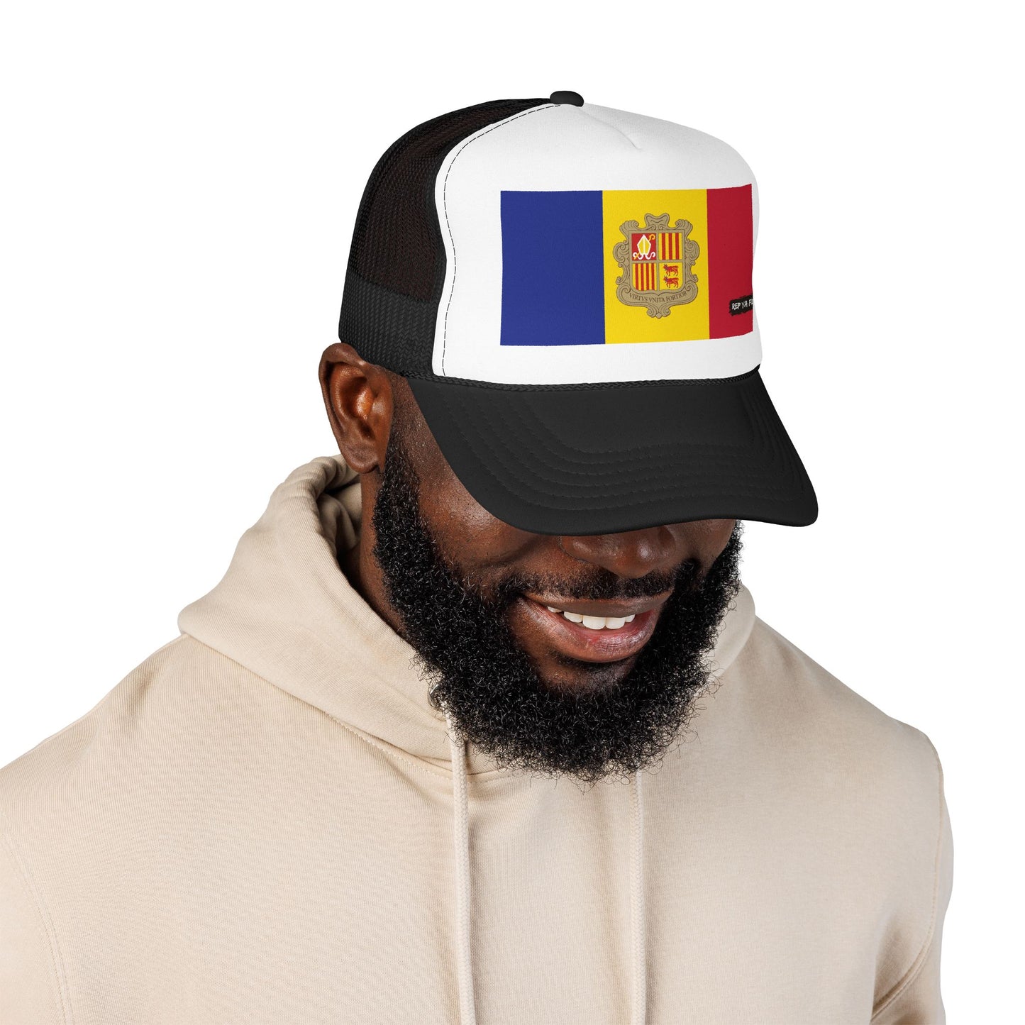Andorra Flag Foam Trucker Hat | Andorran Pride Snapback Cap | Rep Ya Flag